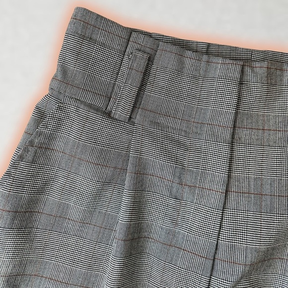 A.L.C. ‘Diego’ Gray & Black Wool-Blend Checkered Print Paperbag Pant Size 4 - Picture 6 of 16